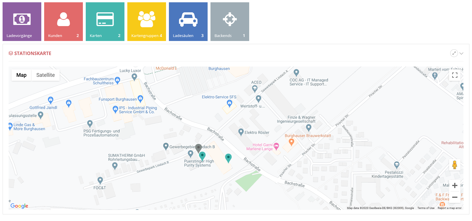 Standortübergreifende Verwaltung von Ladeinfrastruktur und Transaktionsauswertung